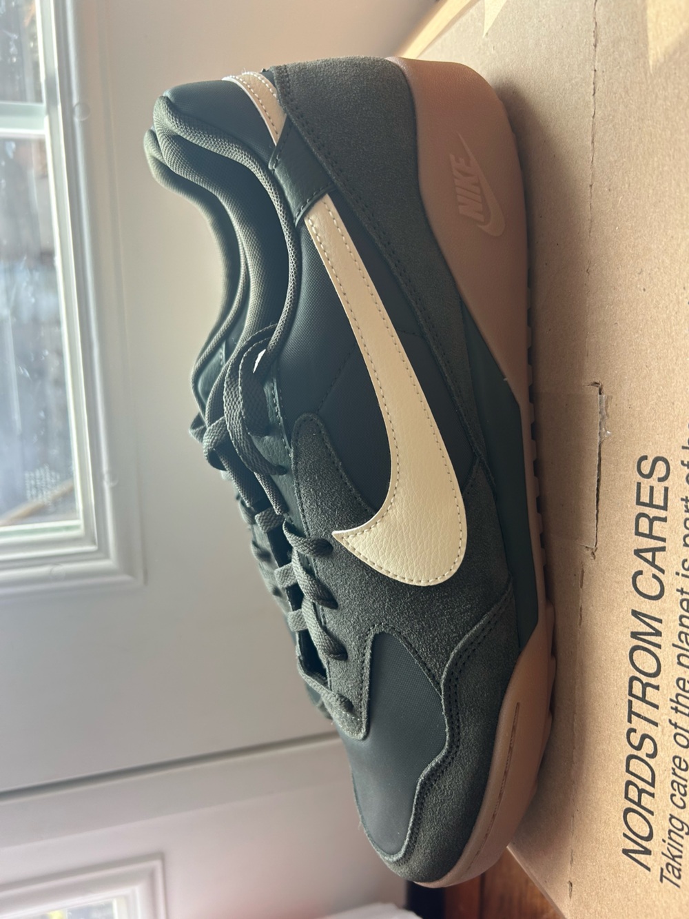 Nike Olive Green and White Low-Top Sneakers